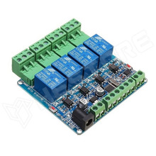 REL485-4CH-12V / 4 csatornás relé modul, RS485, UART, 12V DC, optocsatolóval