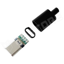 TYPE-C-PLUG-BK / Csatlakozó, USB C, USB 2.0, dugó, apa, 4 pin, 5V, 2A, fekete