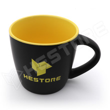 HESTORE-MUG-BKYE / HESTORE bögre, fekete-sárga, íves kialakítású